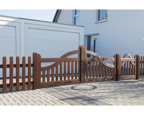 Dubbele poort Konsta boog zonder slot insteek 300 x 95 cm bruin