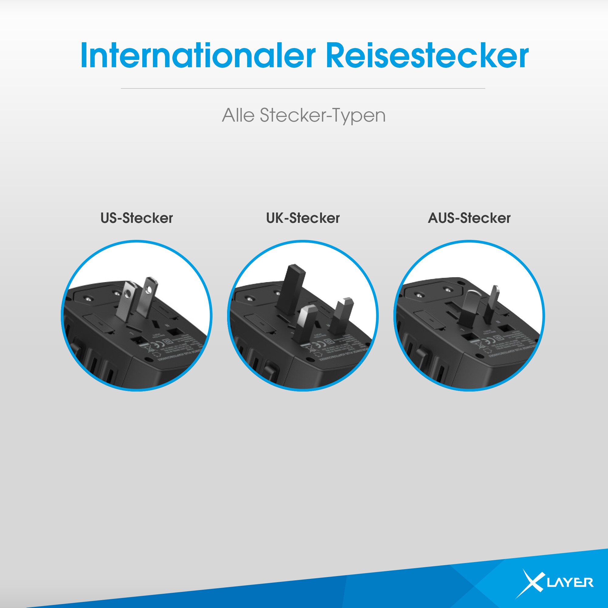 Xlayer CHARGER Internationaler Reiseadapter Reisestecker universal für 220 Länder