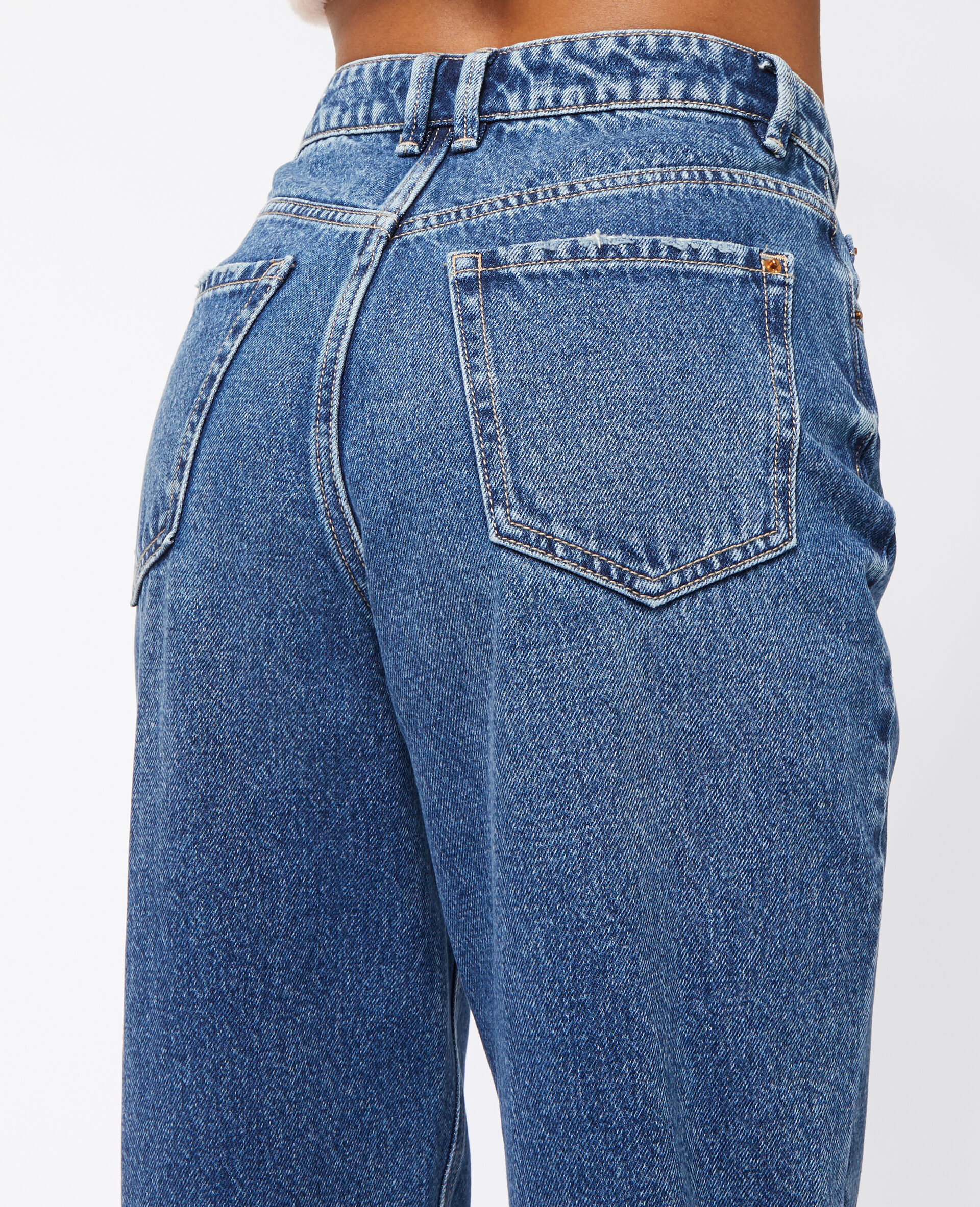 Jean mom taille haute - Bleu marine