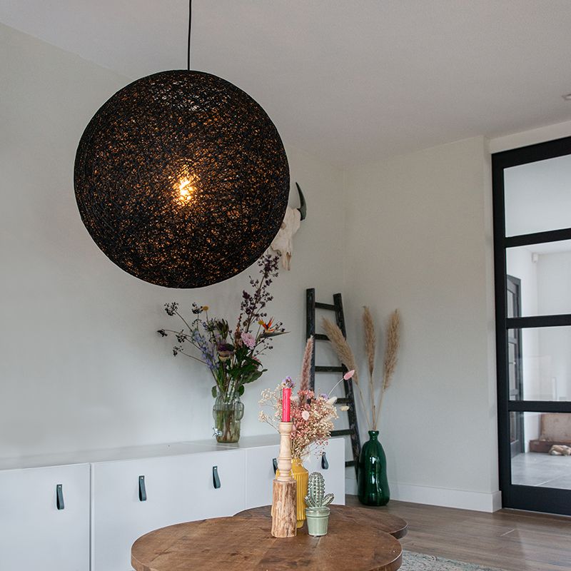 Landelijke hanglamp zwart 60 cm - Corda