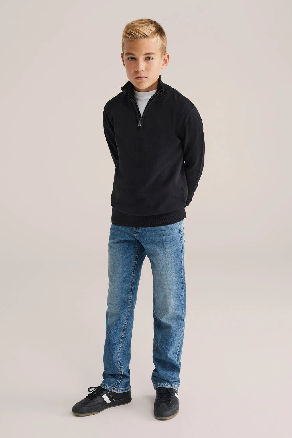 WE Fashion trui zwart fijn gebreid