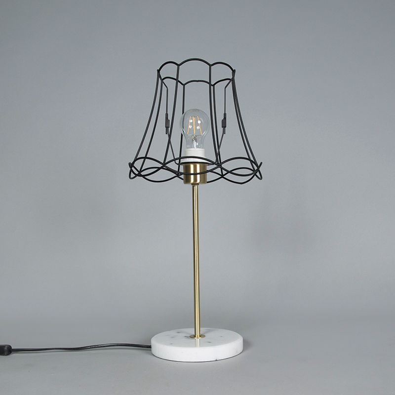 Retro tafellamp messing met Granny frame zwart 25 cm - Kaso