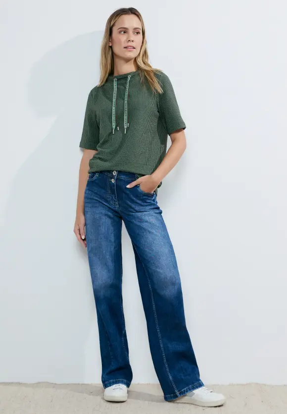 Seersucker T-Shirt - raw salvia green