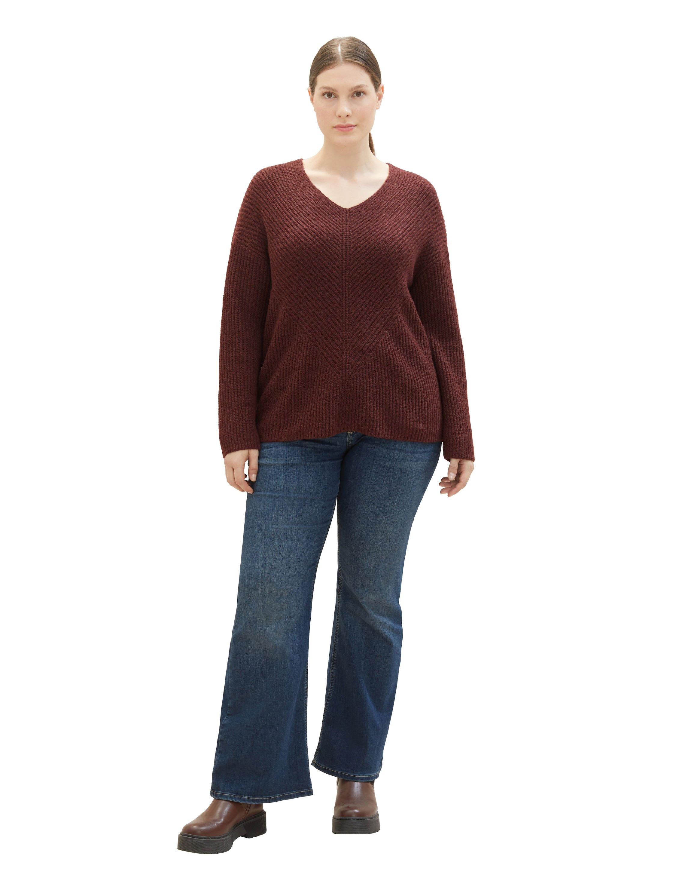 Strickpullover in Rippstruktur, mit V-Ausschnitt