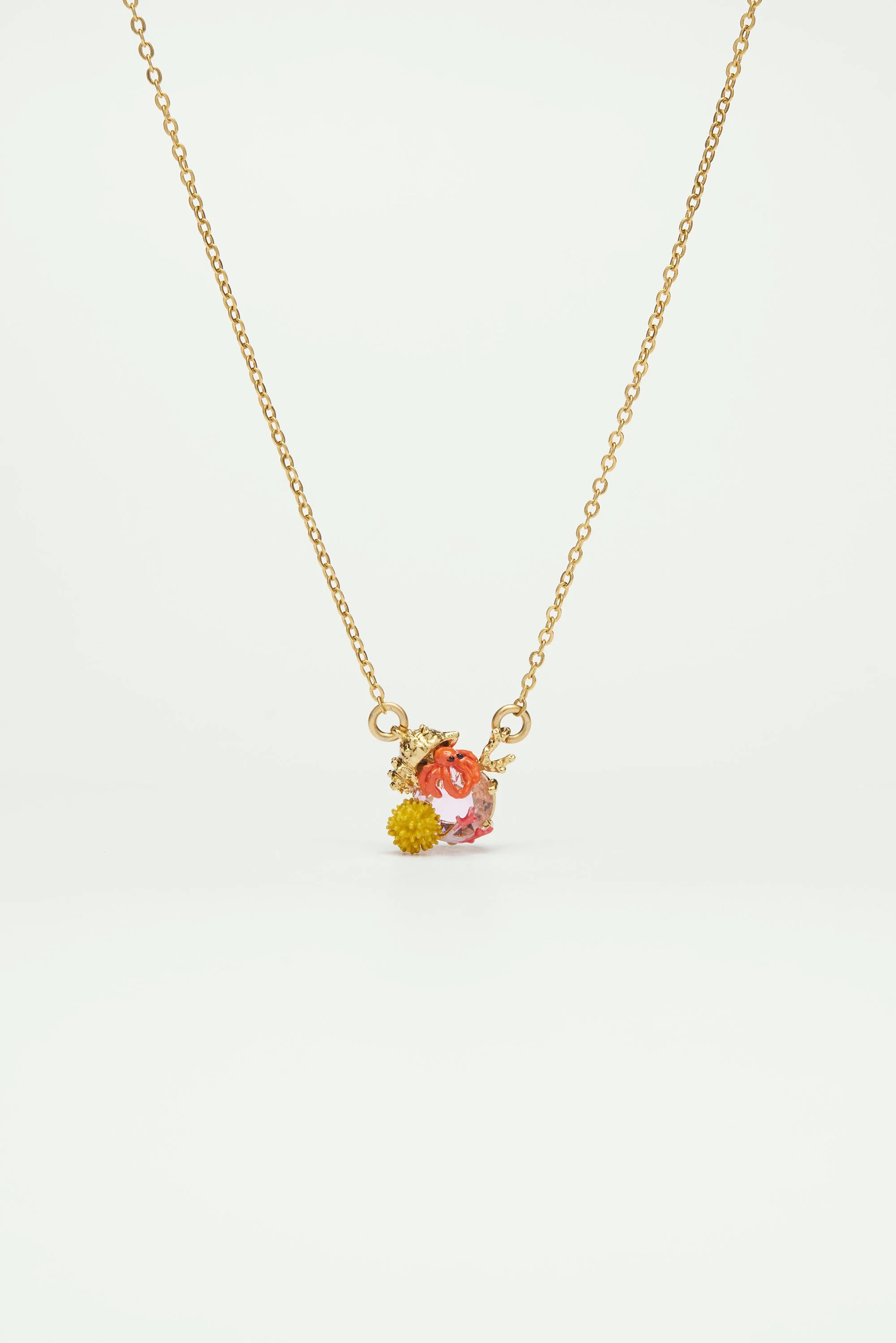 Collier pendentif bernard l'hermite et pierre en verre tailléclair | Multicolore