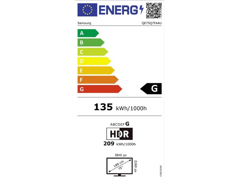 Samsung TV QE75Q7F 75'' Q7F QLED 4K AI TV, 2025 60 Hz, 4K (3.840 x 2.160), Q4 AI Gen1 Processor, 20W 2CH