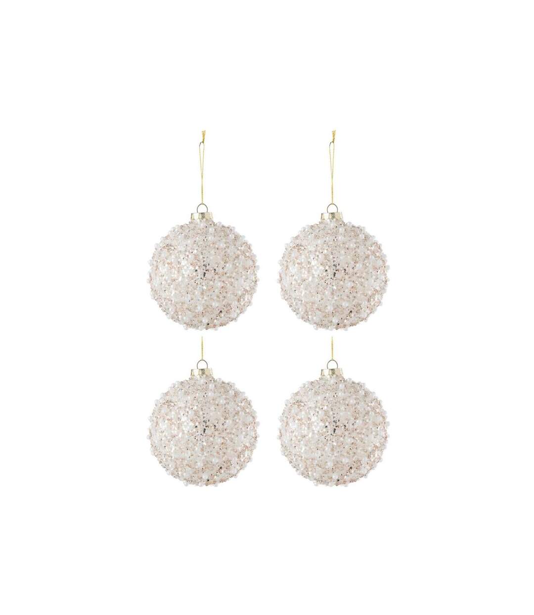 Paris Prix - Lot De 4 Boules De Noël ella 10cm Blanc