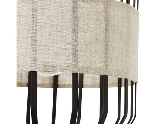 Hanglamp, 1-lichts, HxØ 120x23 cm, zwart/naturel