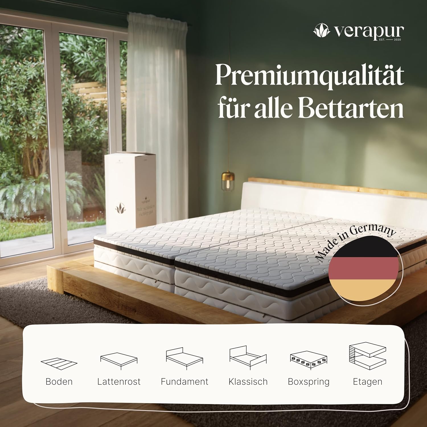 verapur Hypersoft Topper HT600, 90 x 200 cm, Härtegrad H1, Matratzentopper, anpassbar ohne Memoryeffekt, waschbarer Bezug