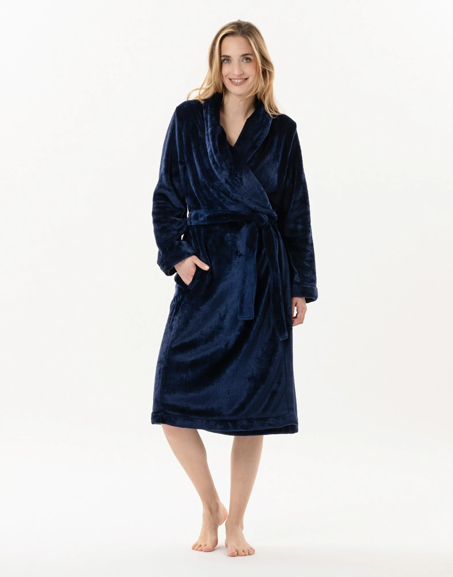 ESSENTIEL H61B - Peignoir en peluche flanelle | Bleu