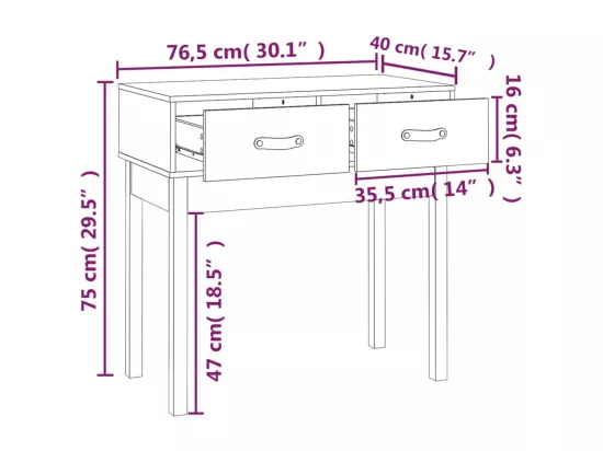 Table console Blanc 76,5x40x75 cm Bois massif de pin