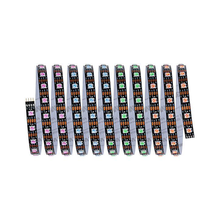Strip LED intégré dimmable autocollant Dynamic Rainbow RGB Paulmann 6,5W blanc mat L.3m x H.0,2 x P.0,2cm