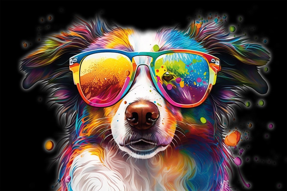BÖNNINGHOFF Kunstdruck auf Keilrahmen HUND MIT BRILLE 90x60cm