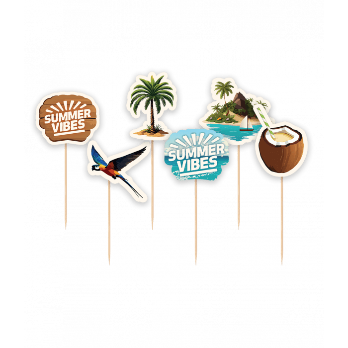Gekleurde Cocktailprikkers Summer Vibes 6,5cm 6st