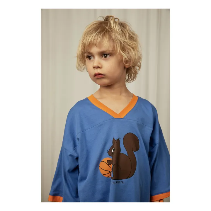 Mini Rodini T-Shirt Coupe Ample Ecureuil Coton Bio | Bleu