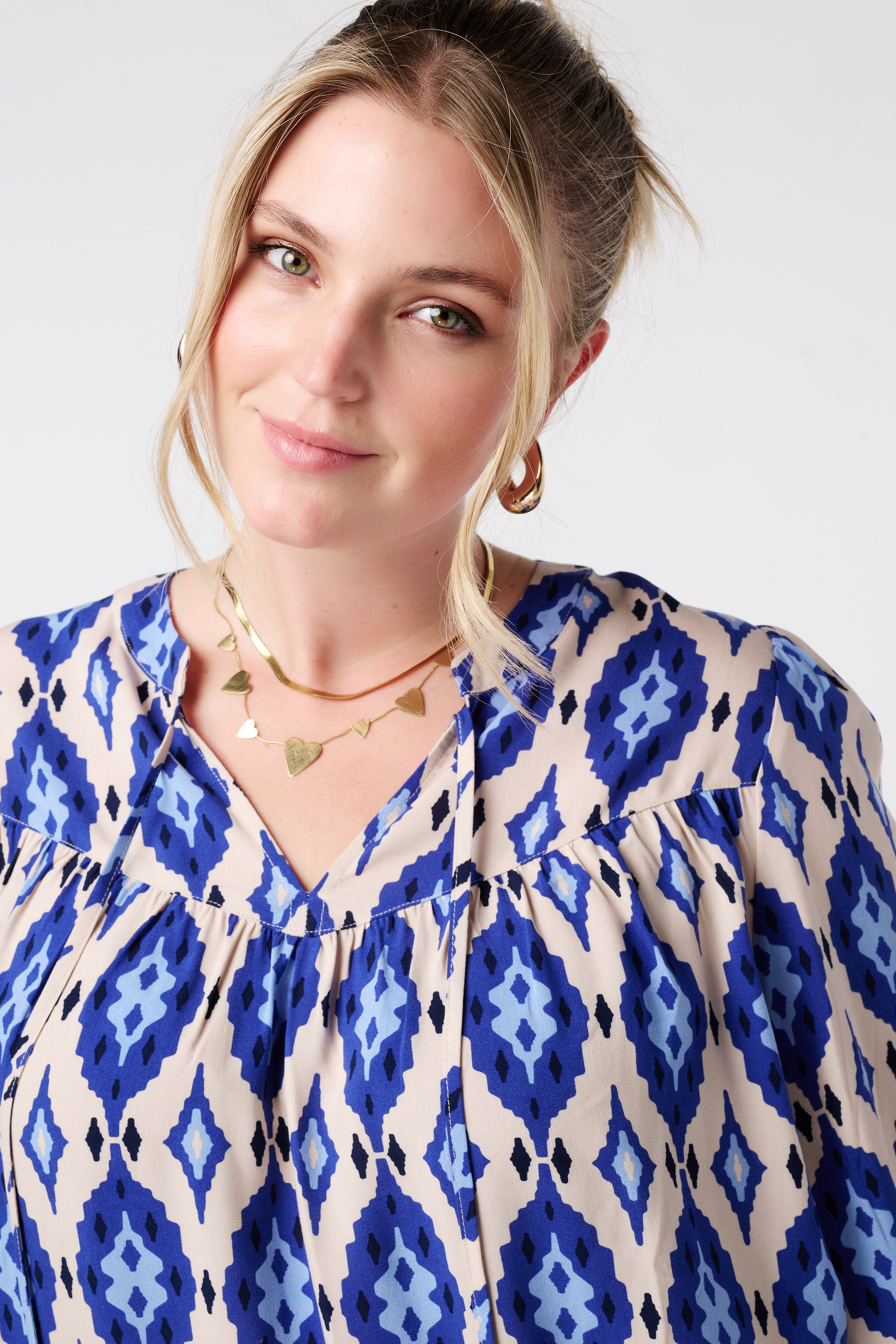 Blouse met print en klosjes Multi blue