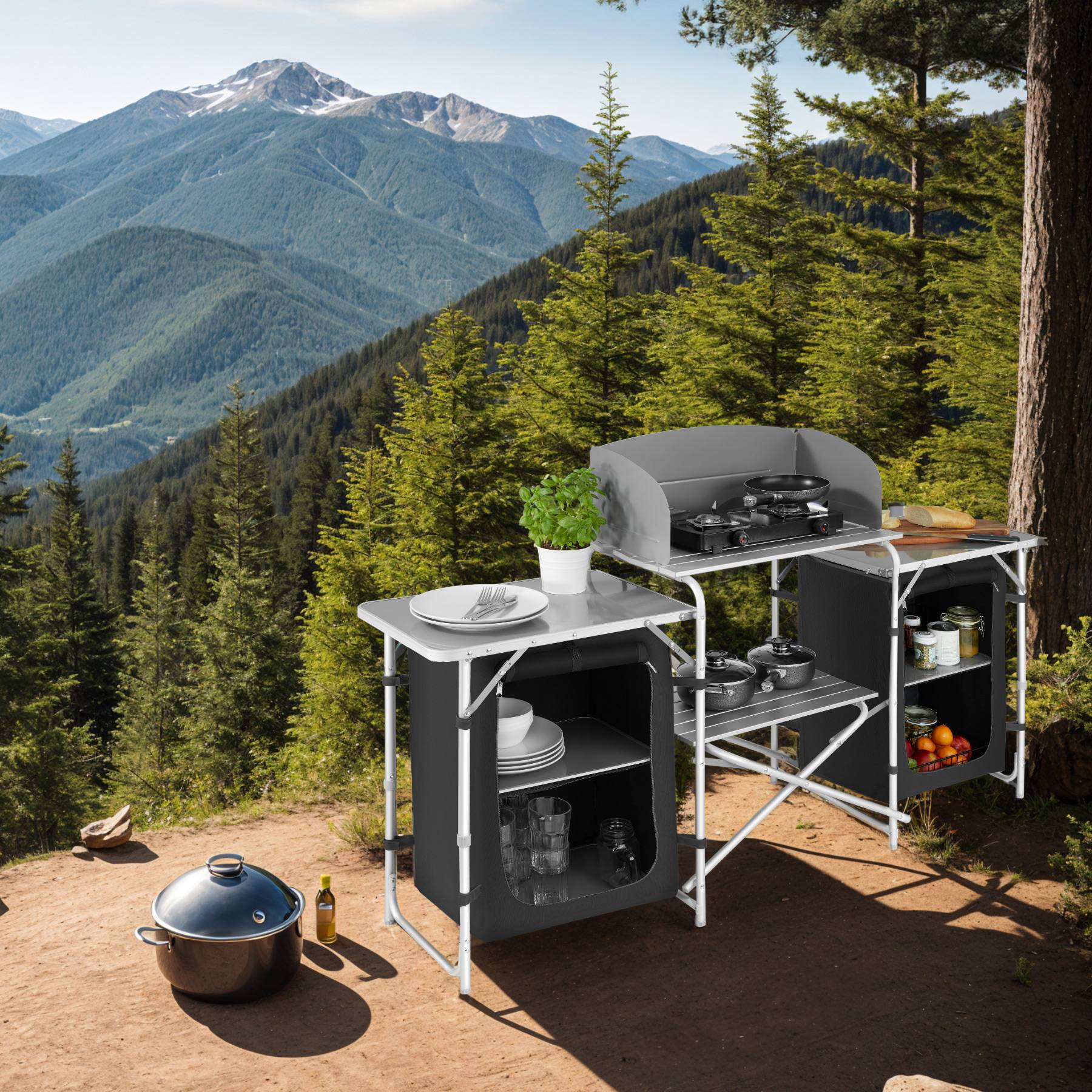 Campingküche XXL mit 5 Fächern