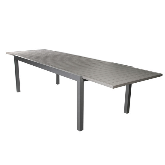 Table de jardin GAIA grise en aluminium - 308x100x76 cm