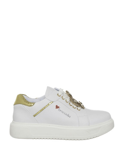 Women's White and Gold Sneakers