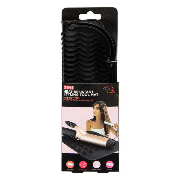Hittebestendige siliconenmat voor haarstylingtools - zwart