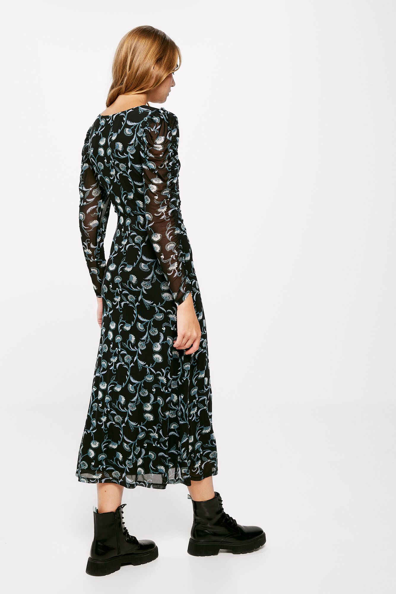 Vestido midi de chiffon estampado