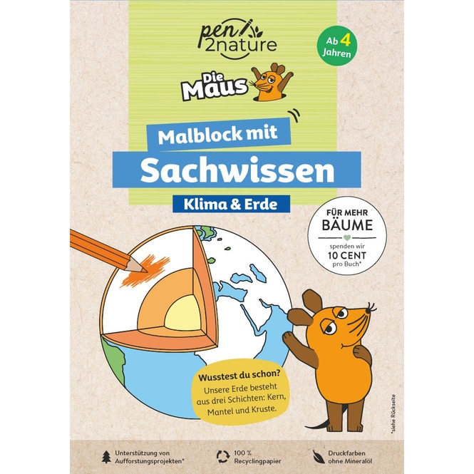 Die Maus - Malblock mit Sachwissen - Klima & Erde