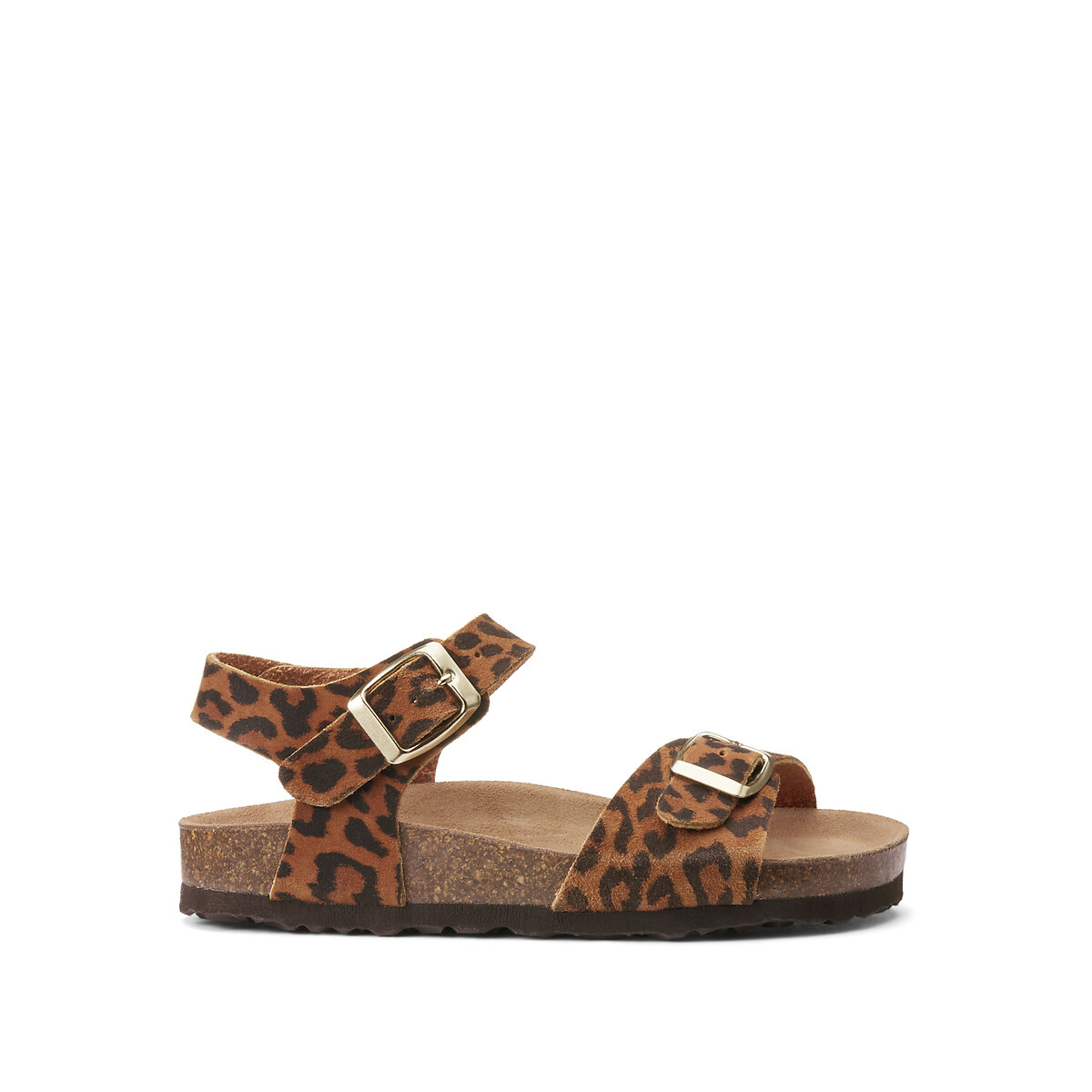 COLEÇÃO LA REDOUTE<br>Sandálias de couro com estampa de leopardo