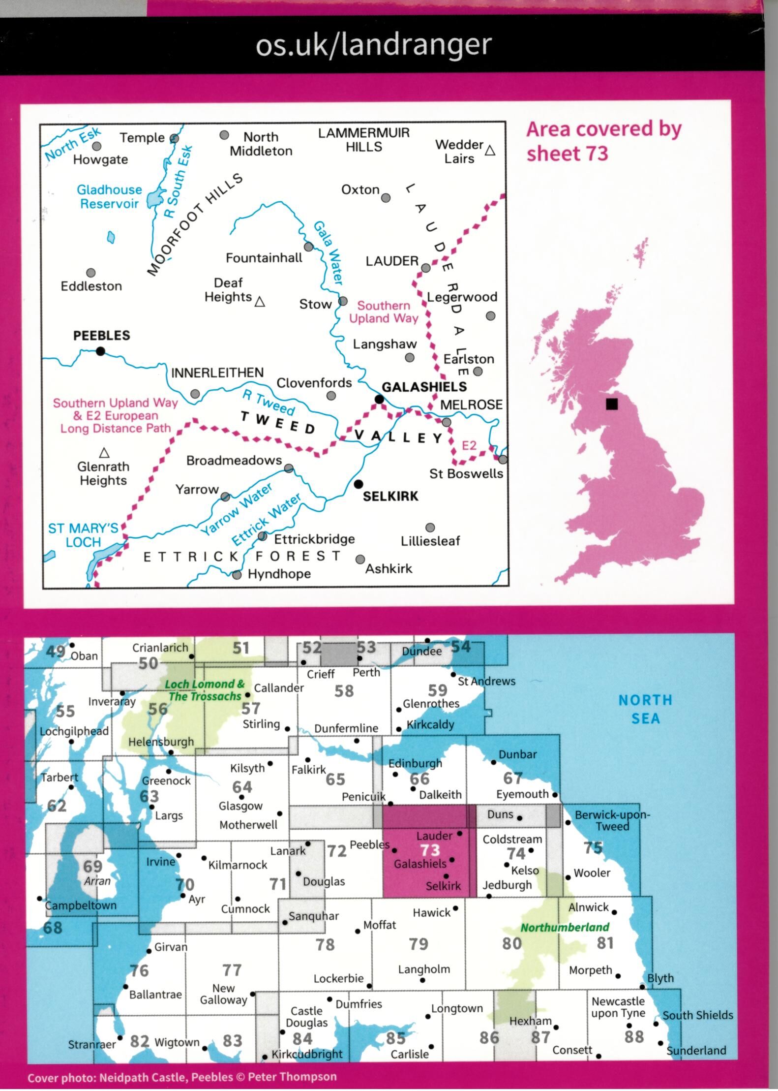 ORDNANCE SURVEY - 73 GB PEEBLES GALASHIELS 1 50 000