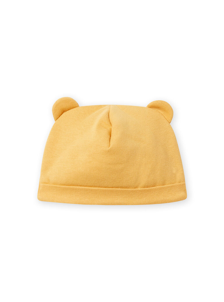Bonnet jaune mimosa à oreilles naissance mixte