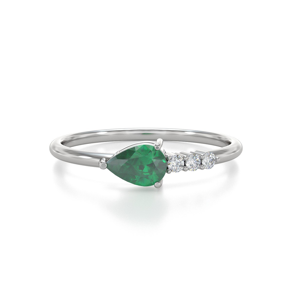 Bague Emeraude et diamants sur Argent 925 1.176grs