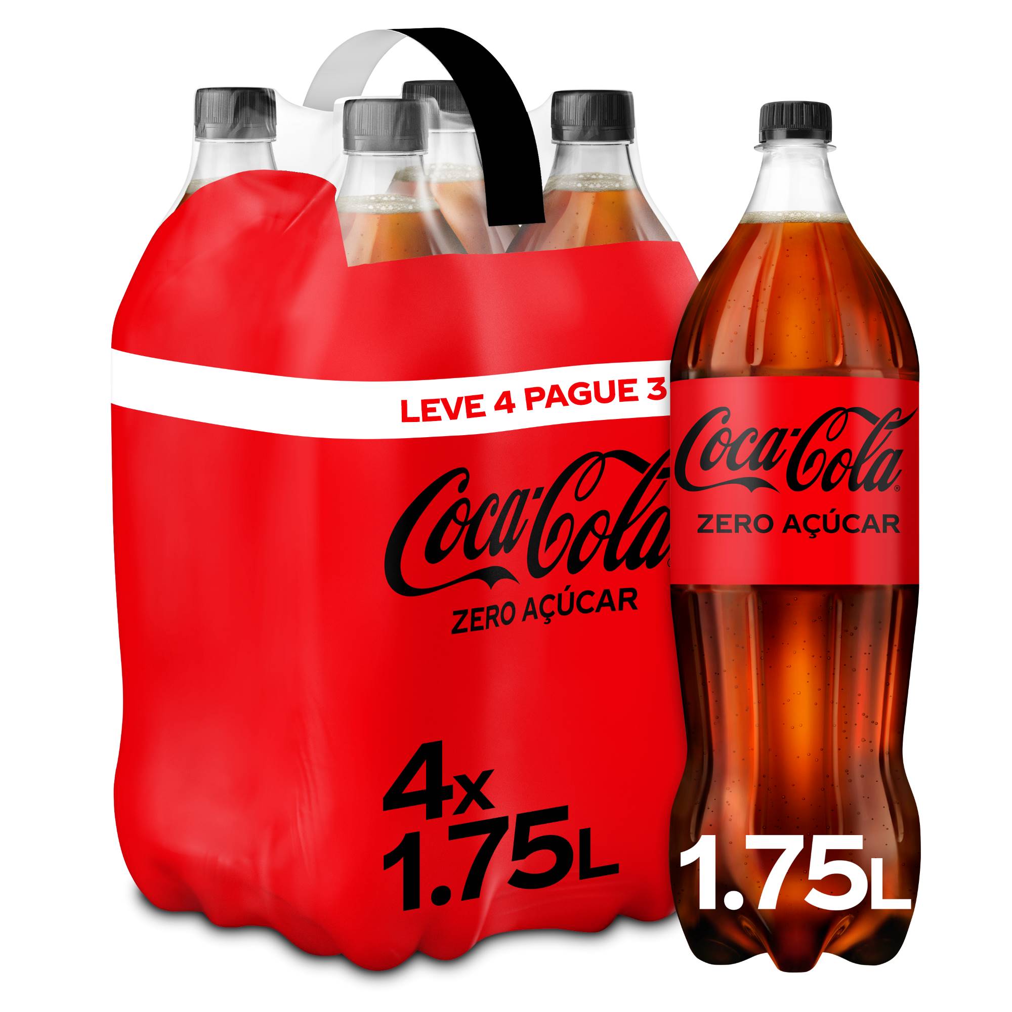 REFRIGERANTE COM GÁS COCA-COLA ZERO AÇÚCAR 4X1.75L