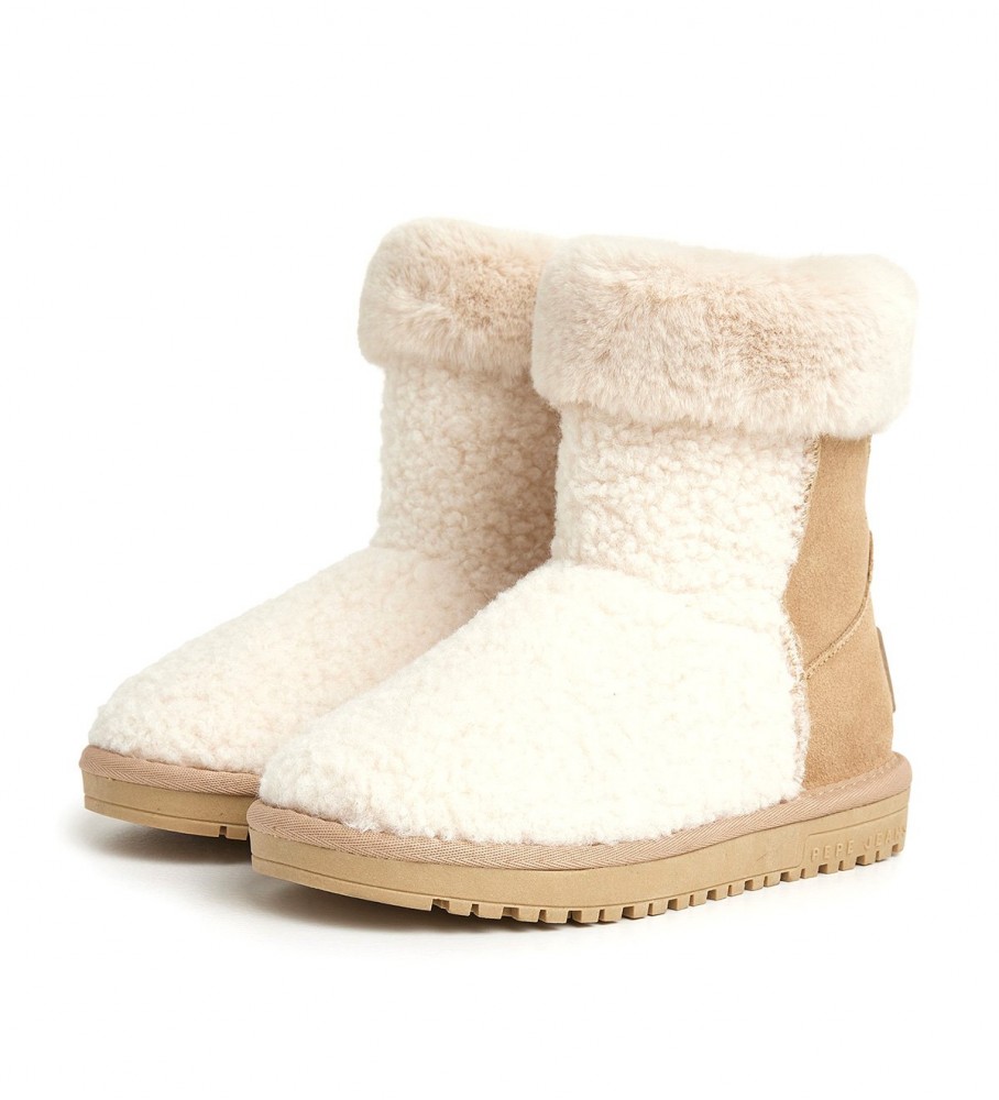 Botas de cano curto Pepe Jeans Diss Furry G em couro marrom