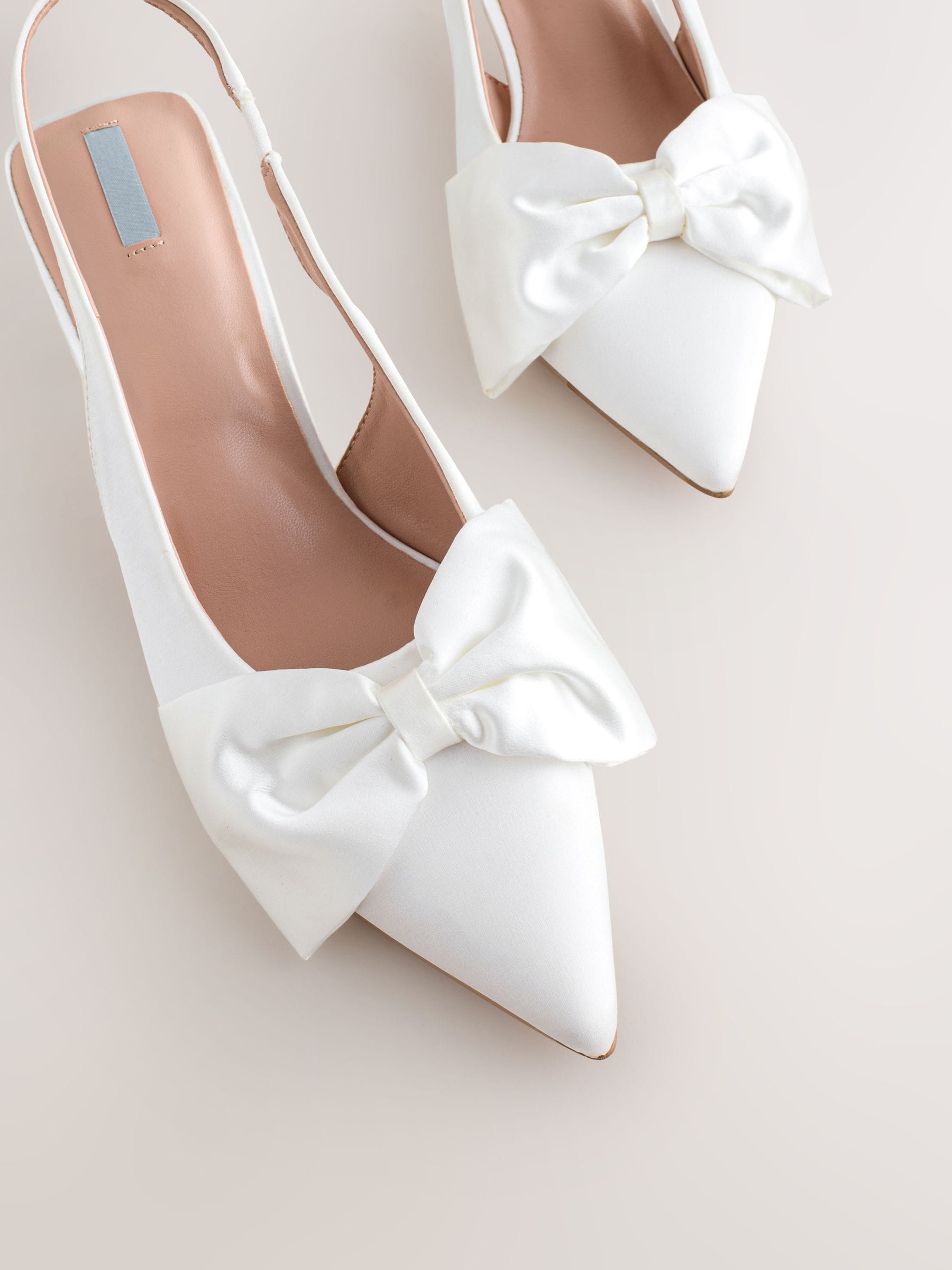 Wit - Forever Comfort® Wedding Satin Bow Pointed Toe Slingback Heels
