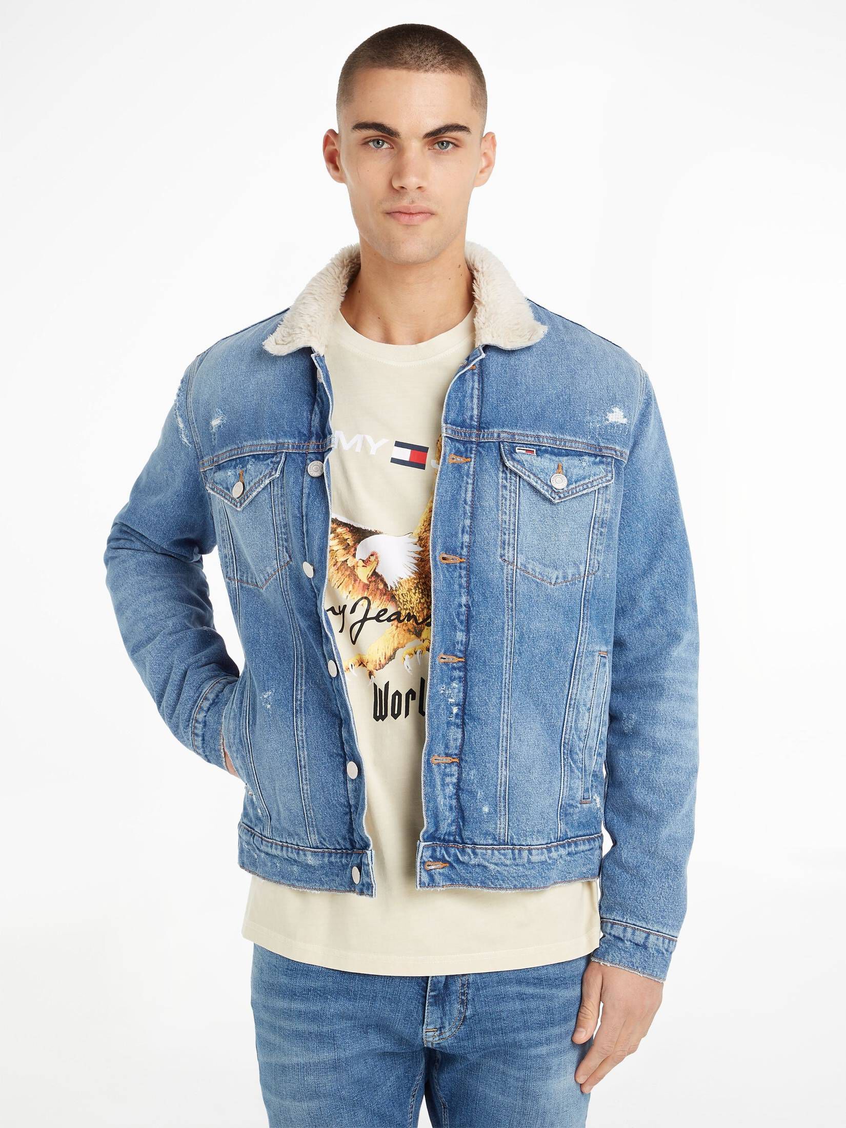 Tommy Jeans| Herren Jeansjacke TEDDY TRUCKER JACKET Regular Fit