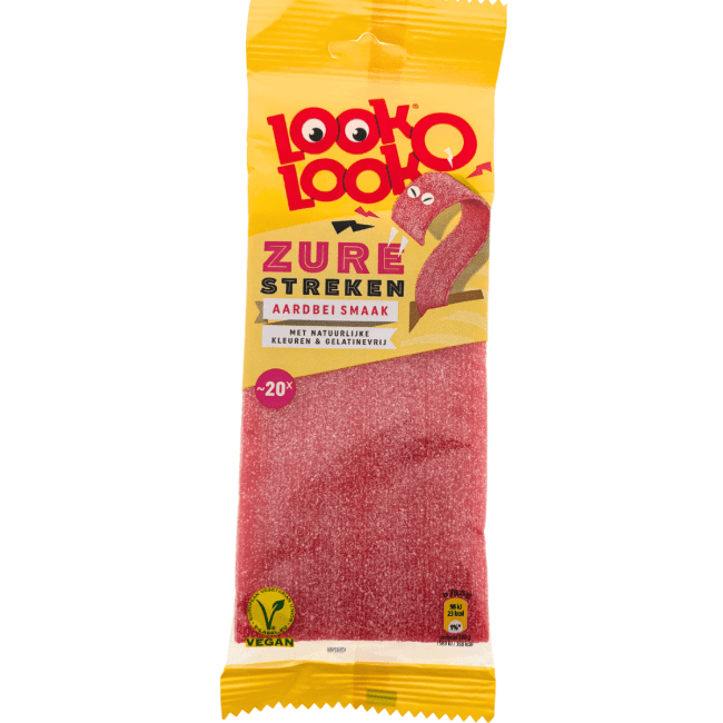 Look O Look Snoep Zure Matten Aardbei Smaak 125g