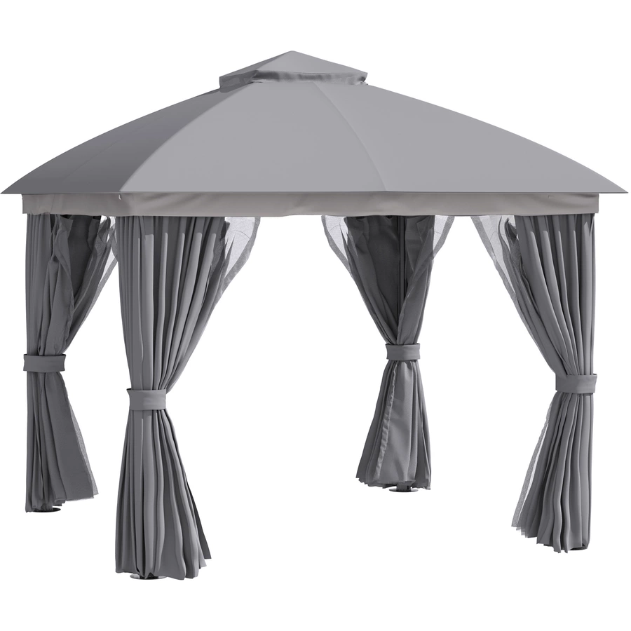 Outsunny Pavillon mit Doppeldach grau