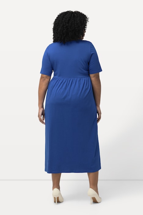 Jerseykleid, Empirenaht, A-Linie, V-Ausschnitt, Halbarm