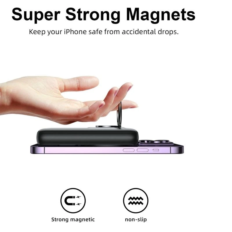 (20W) 10000mAh Magnetische MagSafe Powerbank USB C PD Ladegerät   Standfuss - Grau