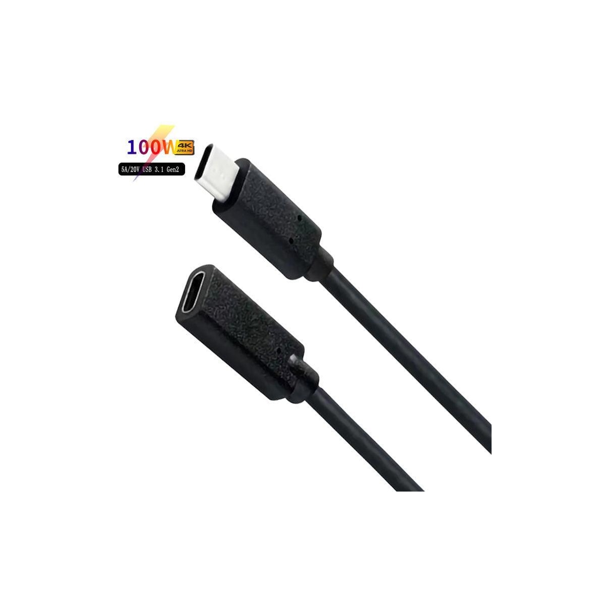 NÖRDIC 1m USB3.2 Gen2 USB-C Forlengelseskabel hann til hunn 10Gbps 5A 100W Thunderbolt3