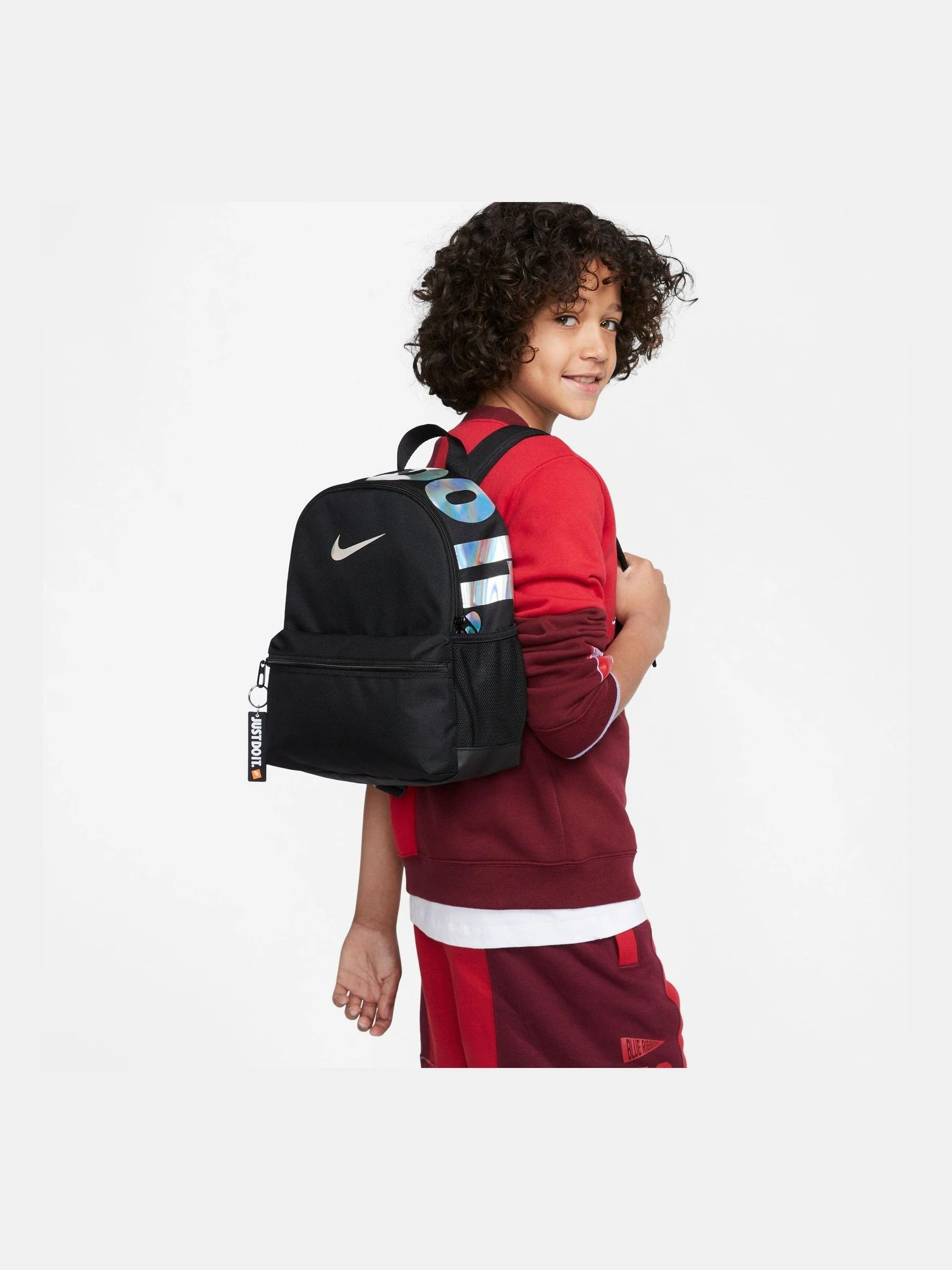 Zwart/chroom - Nike Brasilia JDI minirugzak voor kinderen