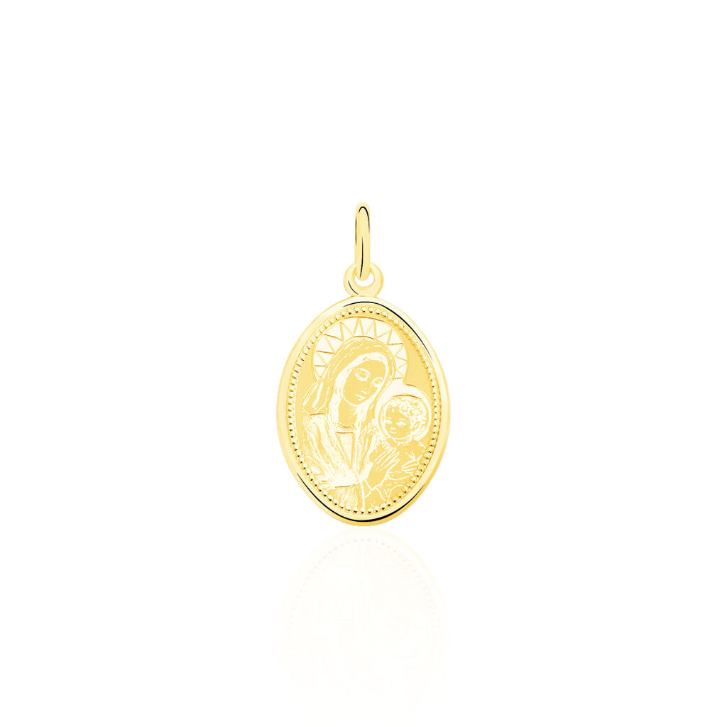Pendentif Or Jaune Vierge A L'enfant