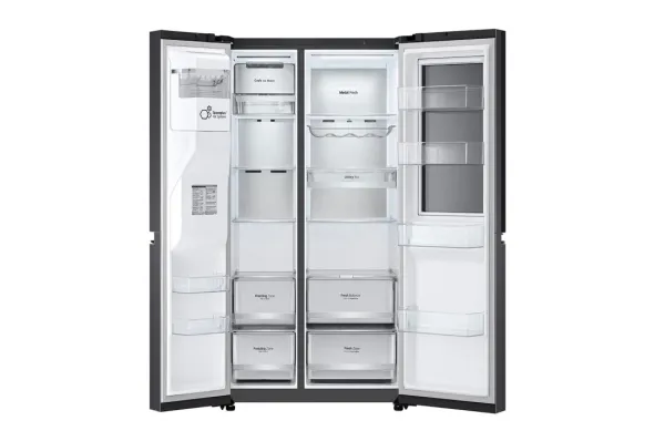 LG GSXB90MCDE - Køleskab/fryser - side-by-side med vanddispenser, isdispenser - Wi-Fi - bredde: 91.3 cm - dybde: 73.5 cm - højde: 179 cm - 635 liter - Klasse E - matsort