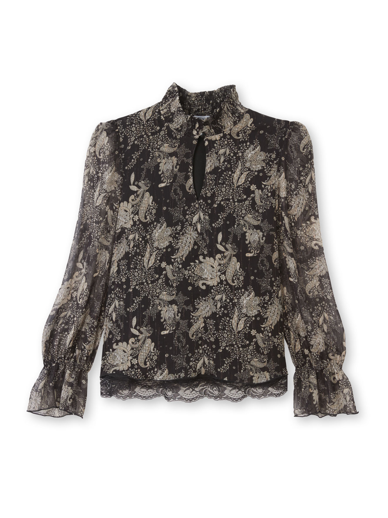 Blouse col montant smocké