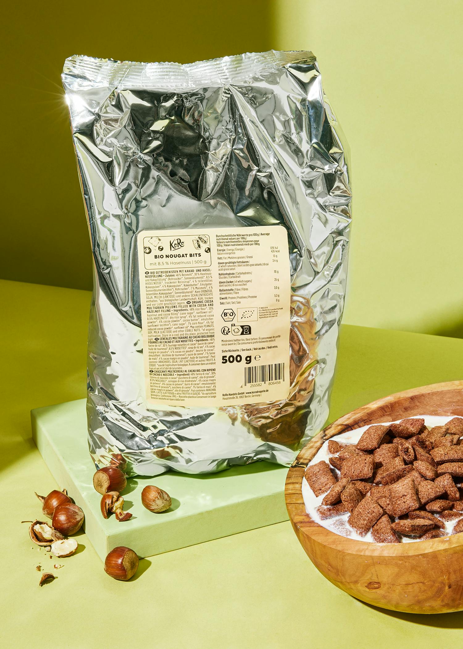 Bio Nougat Bits mit 8,5 % Haselnuss 500 g