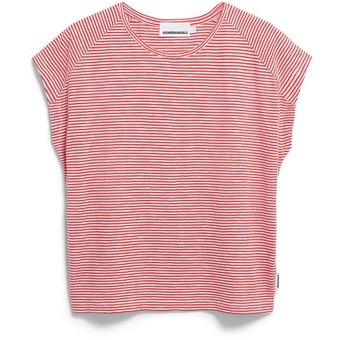 Armedangels Oneliaa Lovely Stripes T-Shirt Oatmilk / Coral Blush Damen