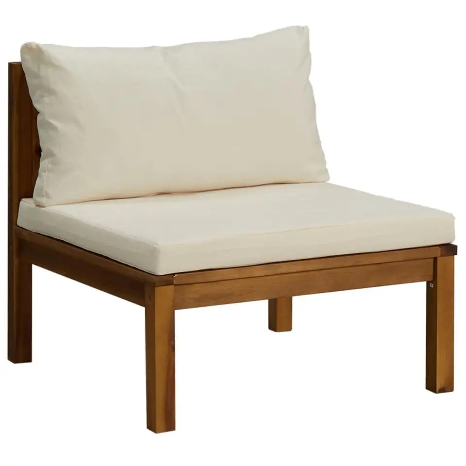 vidaXL - Middenbank sectioneel - Wit - Acaciahout - Met kussens