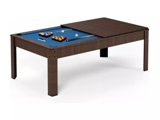 Billard Américain convertible table 8places KITBILL 7Ft - 226,5 x 126,5 x 80 cm Plateau dînatoire et accessoires inclus - Marron