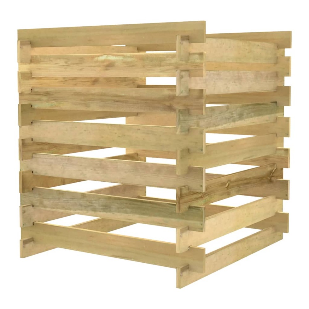 Composteur de jardin à lattes 90x90x90 cm bois de pin imprégné