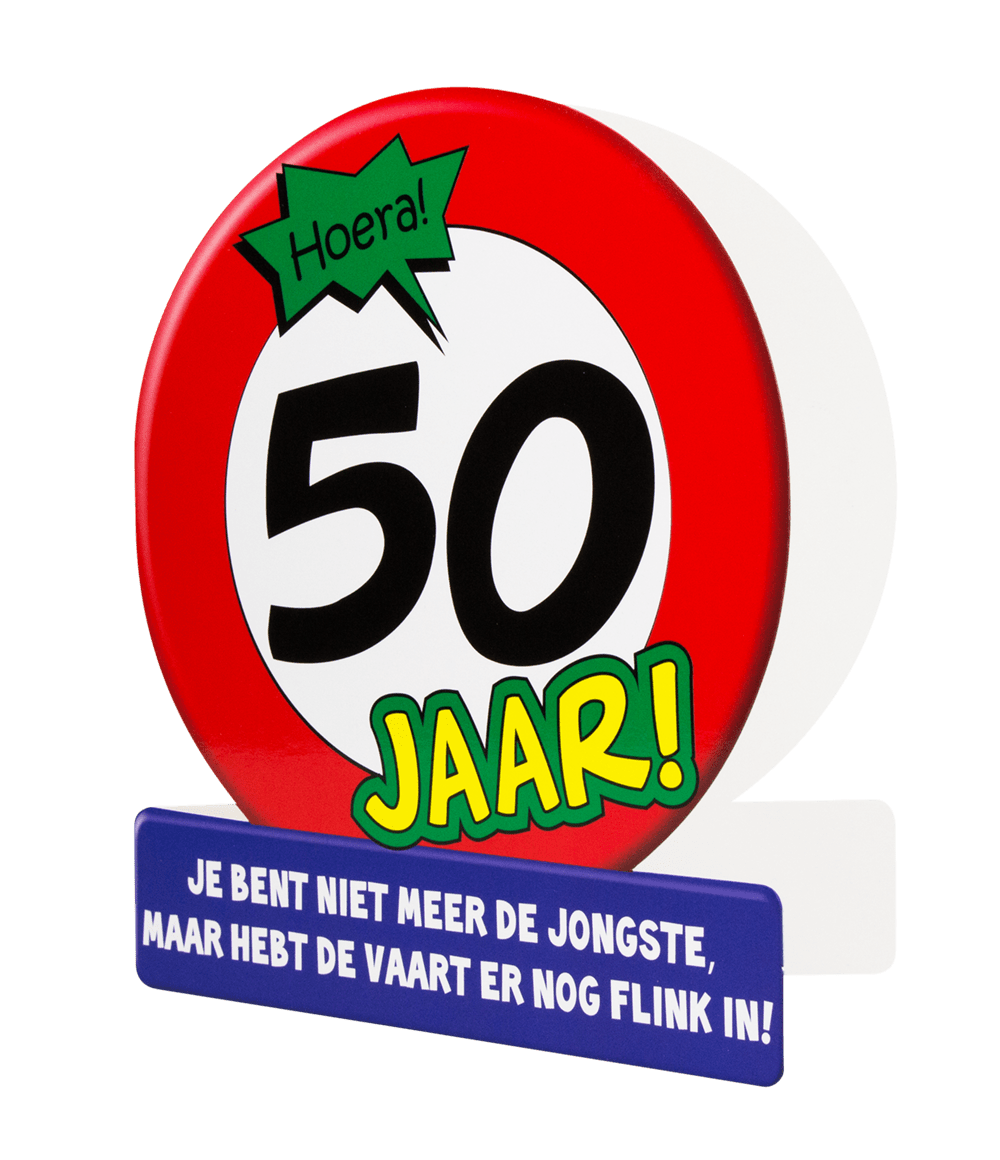 Verjaardagskaart 50 Jaar Verkeersbord 16,5cm