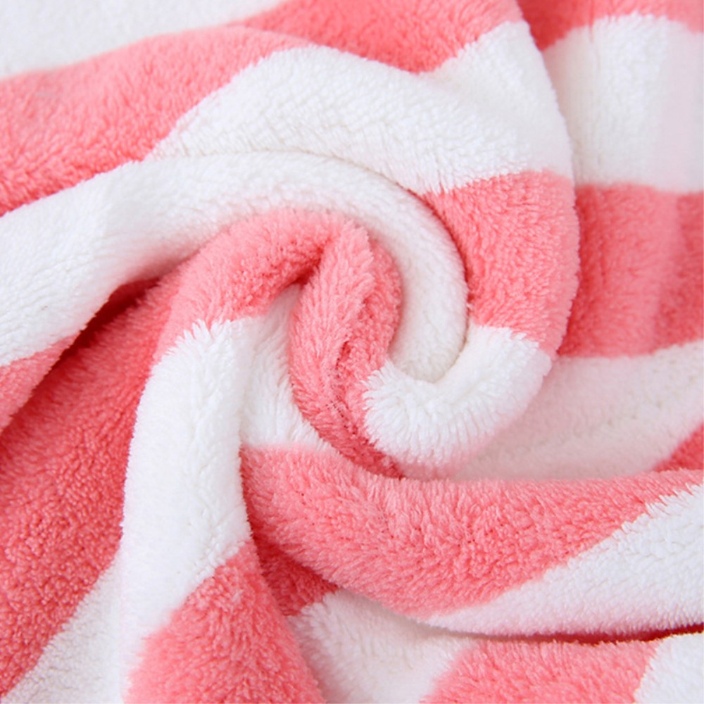 Schnelltrocknendes Mikrofaser Handtuch Haarturban mit Knopf - Rosa / Weiss